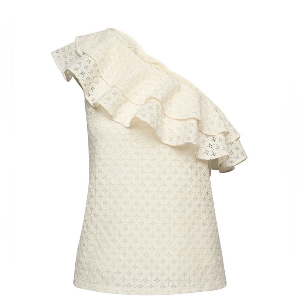 Banana Republic One-Shoulder Cream Eyelet Tank Size Medium